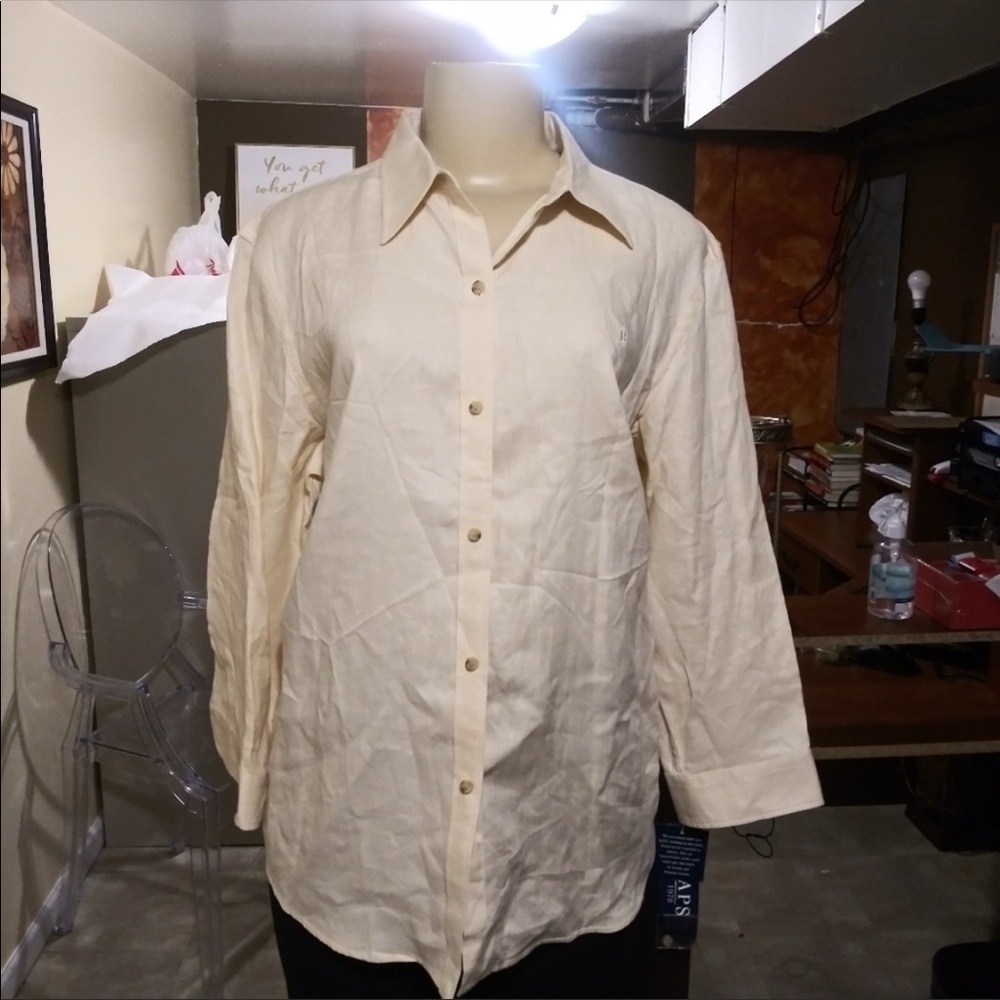 ⛱️Chaps - Cream Linen Buttondown - XL